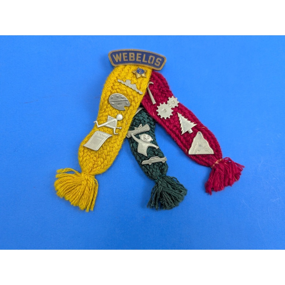 Vintage Webelos Pin Boy Scout Award Pin Ribbon Lot BSA Activity Badges